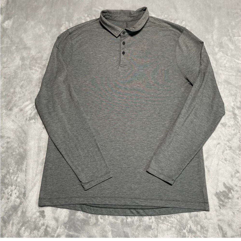 Lululemon Polo Shirt Men XXL Grey Long Sleeve Smart Casual Activewear Athleisure